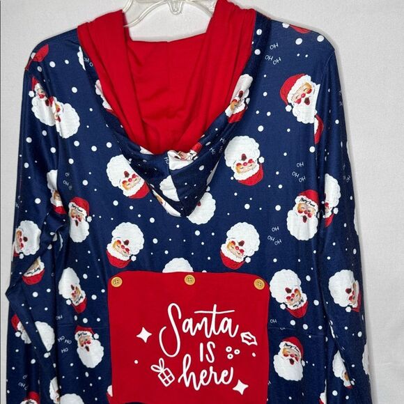 PatPat Women’s Festive Santa Navy and Red Allover Pajamas. Size Medium. - Picture 6 of 9